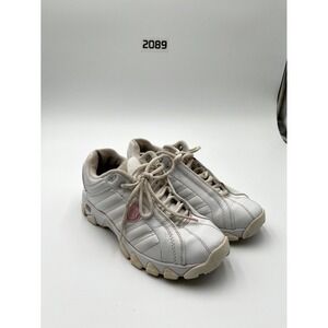 K-Swiss Womens Us 7 Tennis Shoes White Pink‎ Leather Low Top Athletic Sneaker
